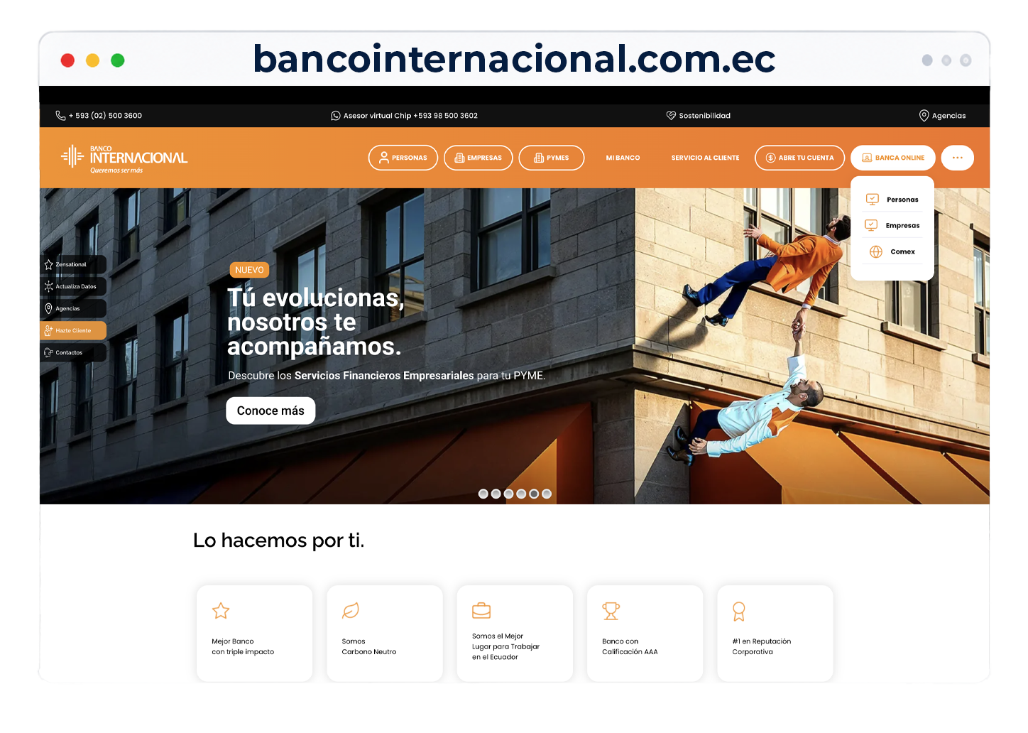 Ejemplo de sitio con dominio .ec
